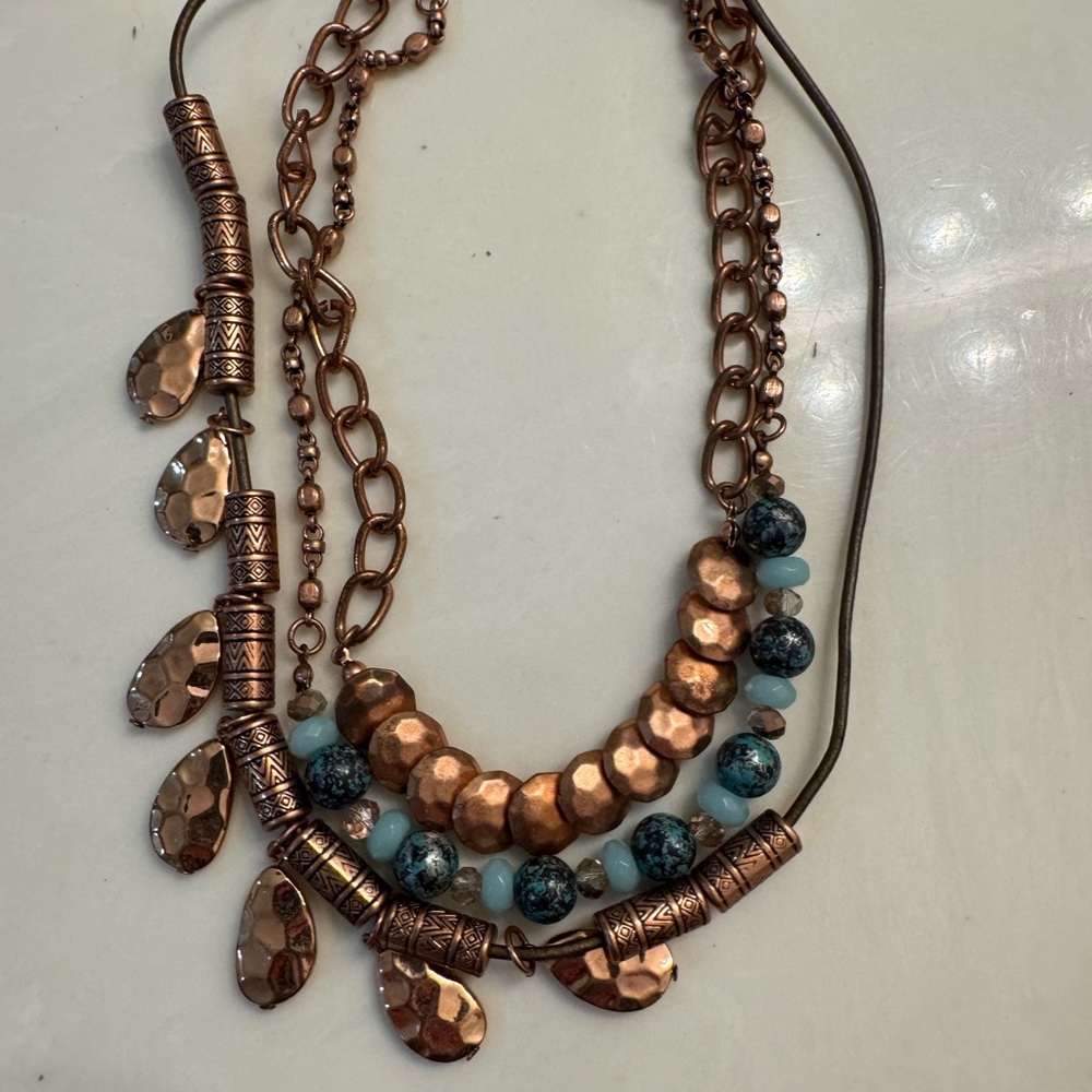 Copper and Turquoise Beaded Necklace